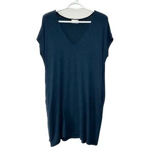 Aritzia Wilfred Free Marcoux Relaxed Fit Blue Jersey Dress V Neck Stretch XS